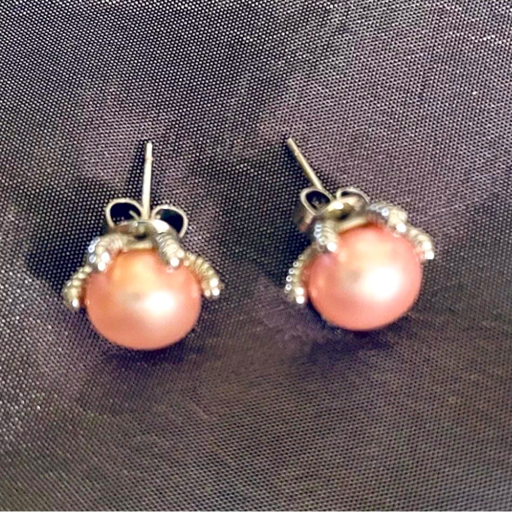 Honora Freshwater Cultured Pink Pearl and Silver Stud Earrings